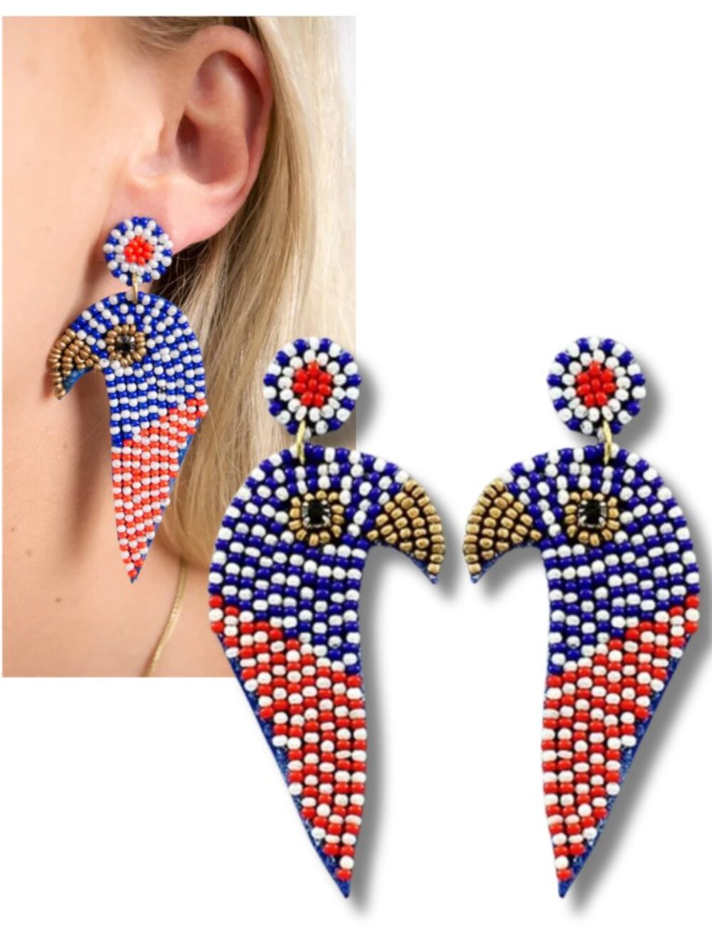 4th of July Bird American Eagle America USA Flag Patriotic Earrings BRAND NEW